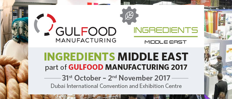 Ingredients Middle East part of Gulfood Manufacturing 2017 | Dubai International Convention and Exhibition Centre from 31st October – 2nd November 2017